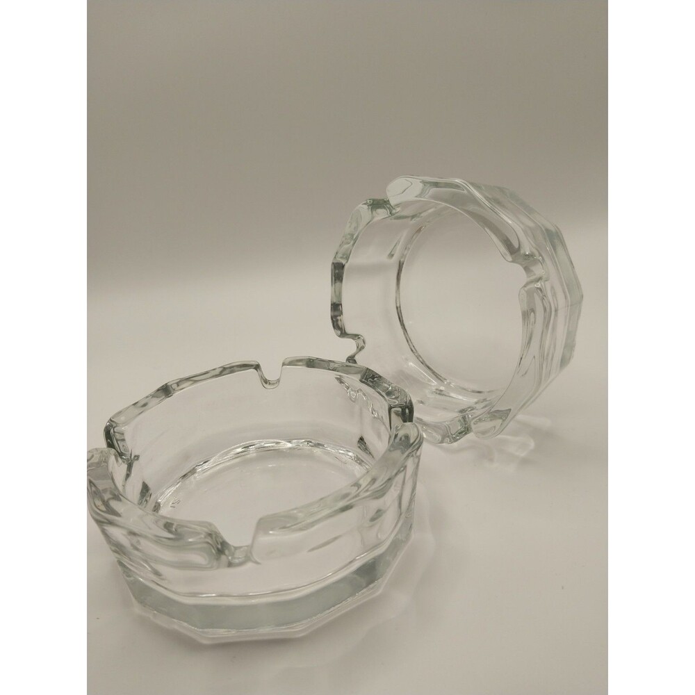Libbey 5172 Gibraltar Clear Glass 4" inch Round Ashtray VTG New 2 Pcs